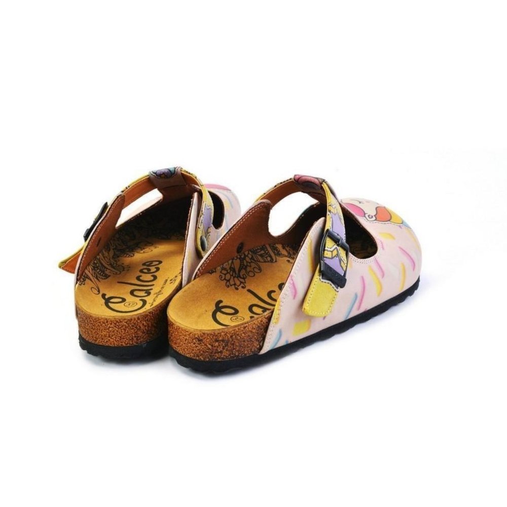 White & Pink Unicorn T-Strap Mule - Calceo Line of Goby Shoes - Picture 4 of 5